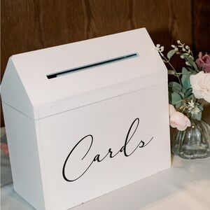 Elegant White Wood Card Box for Weddings and Graduation Party Baby Shower